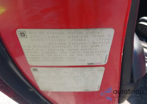 1992 Cadillac Allante Cv/Ht z USA, uszkodzony, nr VIN 1G6VR3389NU100101